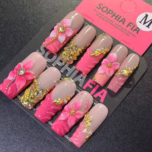 Romantic Pink & Gold Press On Nails