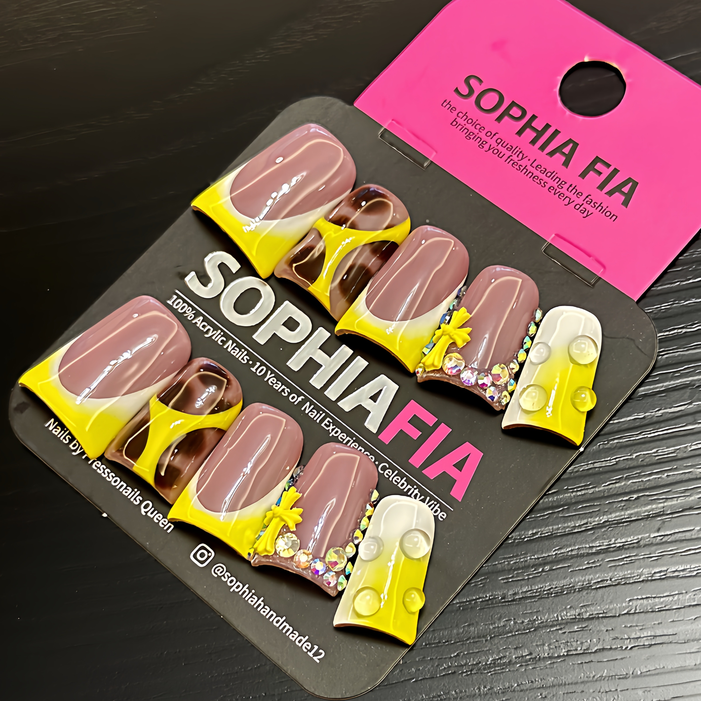 Dopamine Yellow French Acrylic Nails