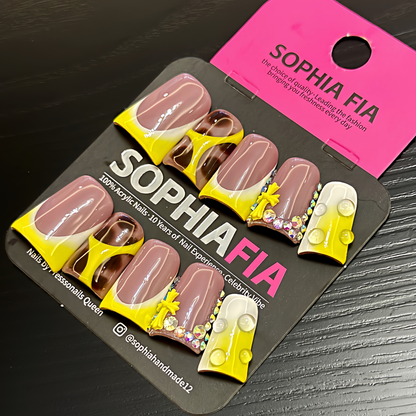 Dopamine Yellow French Acrylic Nails
