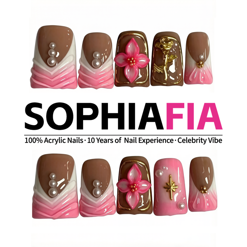 Mocha Pink Ombre Luxury Press On Nails