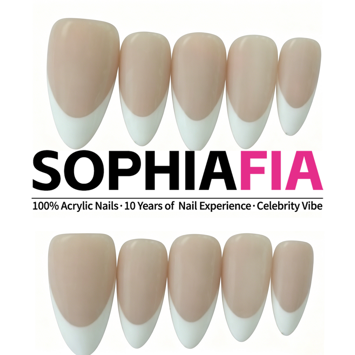 Celebrity Vibe Classic French Press On Nails - Nude White Almond Acrylic Nails, Timeless Design