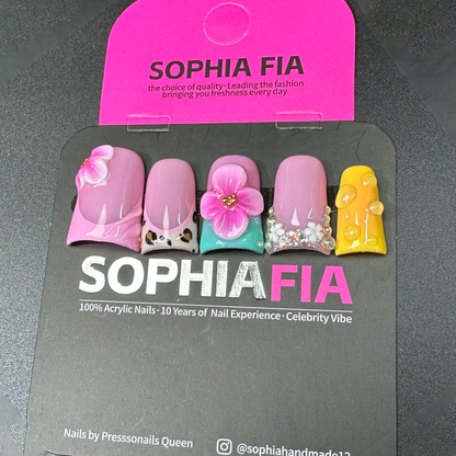 Colorful Summer Acrylic Press On Nails