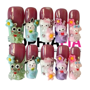 3D Hello Kitty & Friends Press On Nails