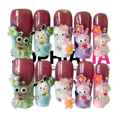 3D Hello Kitty & Friends Press On Nails